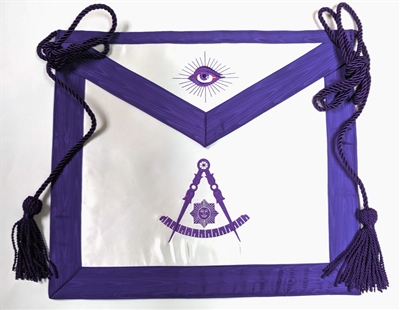 Past Master Leather Apron Purple w Cord and Tassel
