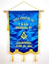 SATIN Masonic Banner w/ Emblem and Lodge Info 