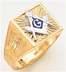Gold Masonic Ring Solid Back 3187SBL