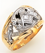 Gold Masonic Ring Part Solid Back 3329