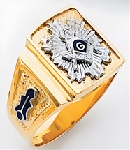 Gold Masonic Ring Solid Back 3352