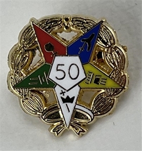 OES 50 year service pin with wreath