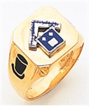 Pennsylvania Past Master ring Square front & rounded edges - 10K Y&WG