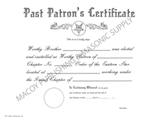 OES Past Patron's Certificate