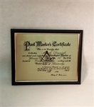 Past Master's on Brass Plate and Hardwood Frame