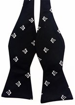 Square & Compass Black with White S,C & G Self tie Bow Tie