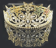 Five Star Eastern Star Crown in gold tone with colored rhinestones