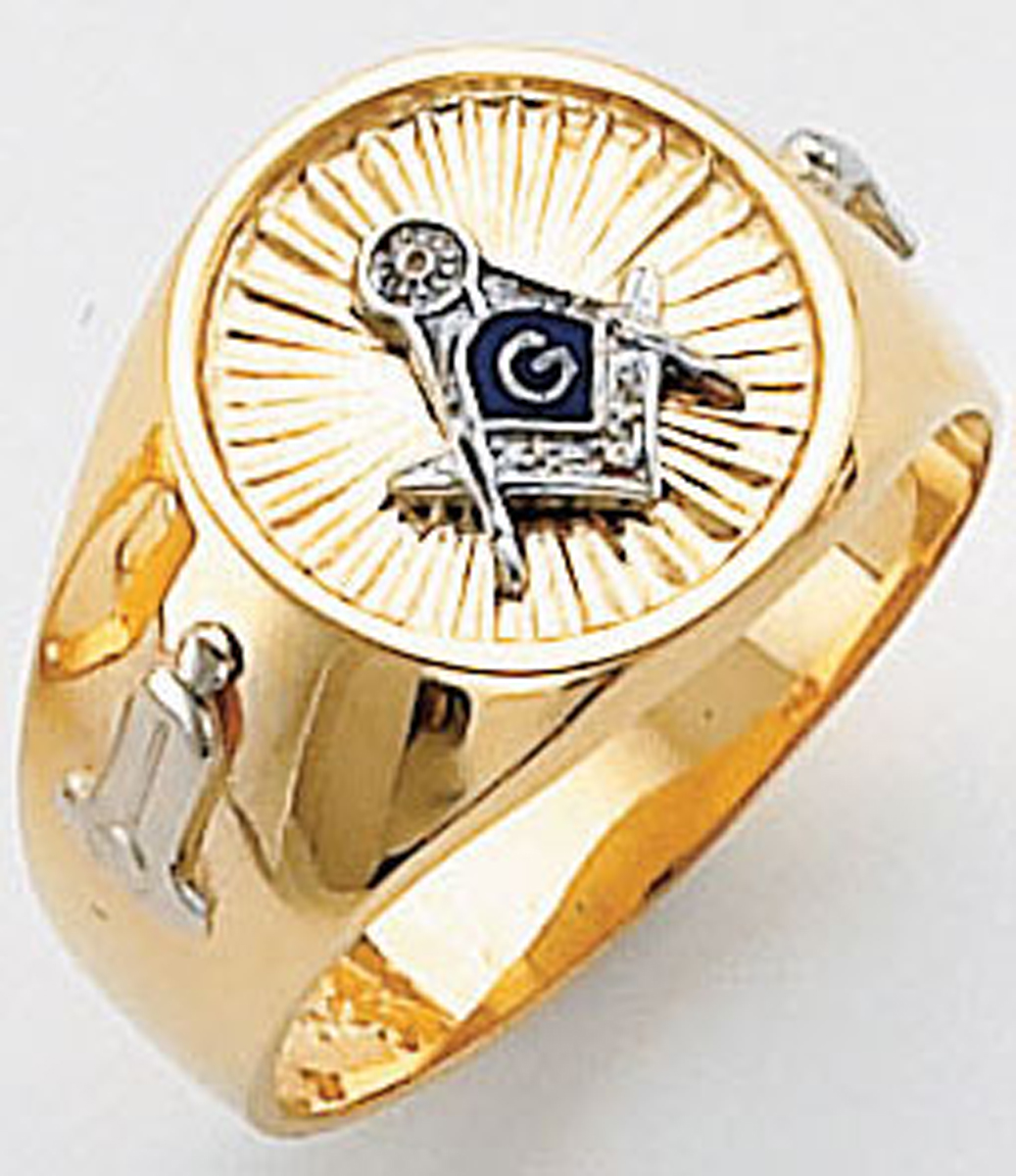 Gold Masonic Ring Solid Back 5019