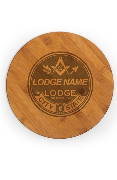 Custom Lodge round bamboo cutting board
